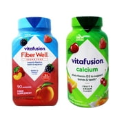 Vitafusion Fiber Well Sugar Free Fiber Supplement & Chewable Calcium Gummy Vitamins for Bone and Teeth Support