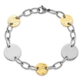 thumbnail image 3 of Stainless Steel Bracelet Fancy Women's mm 9 in Yellow IP-plated Textured Circle Link, 3 of 4
