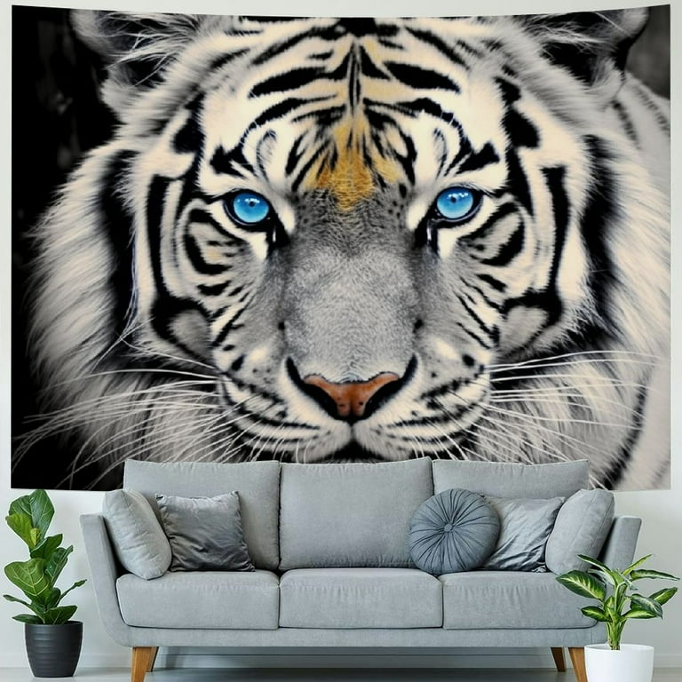 Fenyluxe White Tiger Tapestry Wall Hanging,Tiger Wall Art