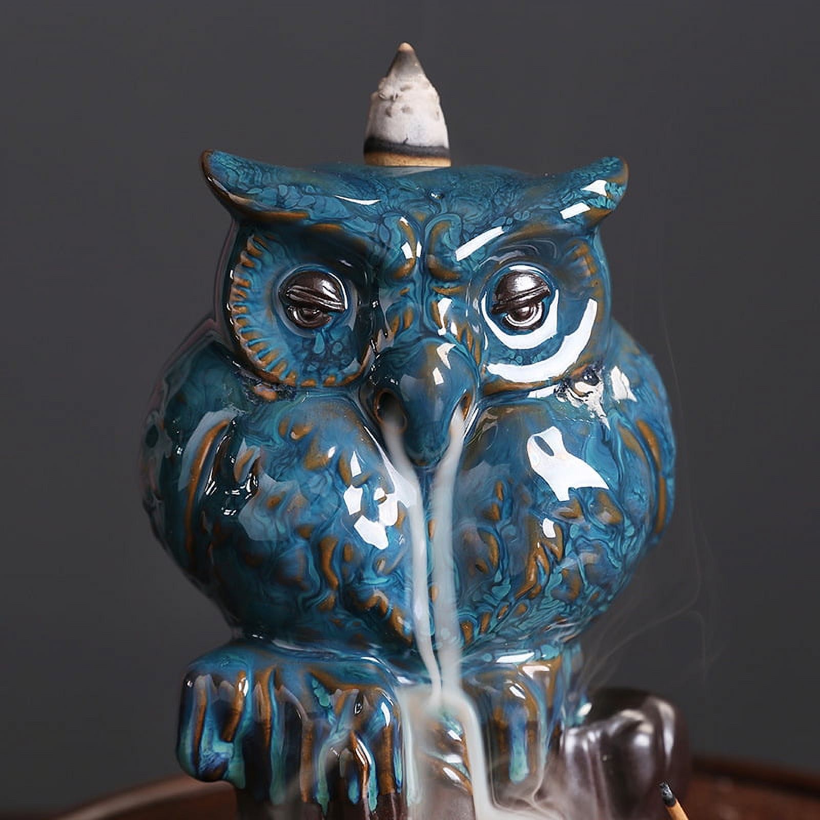 Ceramic Reflux Incense Burner Holder Owl Waterfall Incense Holder