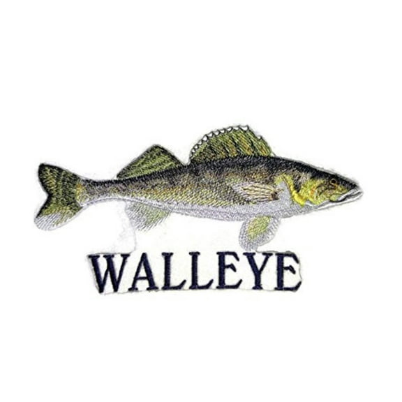 Walleye Fish with Name Embroidered Iron On/Sew patch [6.86" x3.7"]