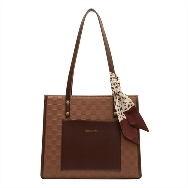 Commuting Pouch Zipper Closure Trendy Daily Collocation Faux Leather Women Tote Bag Commuting Accessories