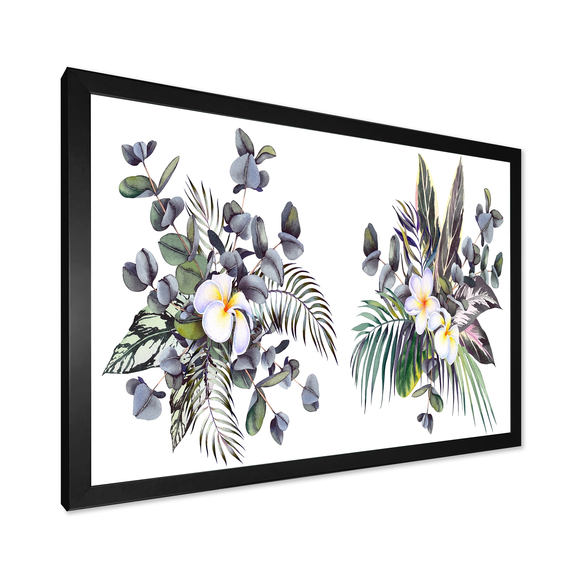Designart 'Plumeria Frangipani Flowers With Tropical Bouquets' Traditional Framed Art Print