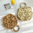 thumbnail image 2 of ZUARFY Basket Bag Hollow Round Straw Bag Top-handle Photo Props Summer Vacation Bag, 2 of 11