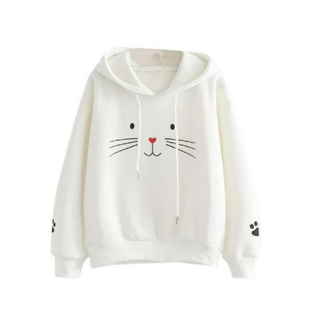 Femmes Plus Velours Chaud Grande Taille Mignon Chat Pull à Manches Longues Décontracté Hiver Automne en Vrac Tops