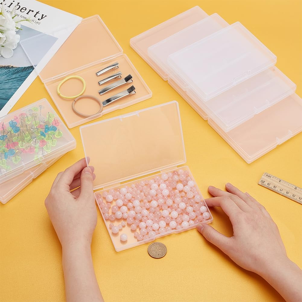20 Packs Rectangle Clear Plastic Box 5.7x4x0.65 Inch Containers Pencils Storage Organizer Box Dustproof Case with Hinged Lid for Cards Pencils and Art Supplies Clear