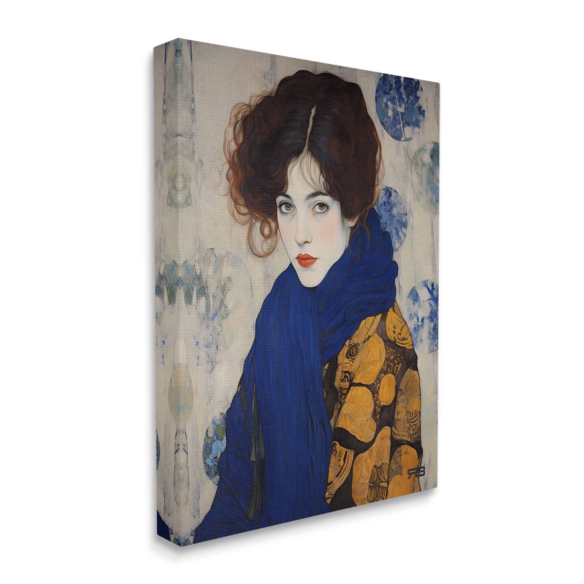 Stupell Industries Chic Woman Blue Scarf Beauty & Fashion Painting Gallery Wrapped Canvas Art Print Wall Art, 30 x 40