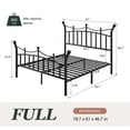 thumbnail image 5 of Amolife Full Bed Frame, Metal Platform Bed with Crown-Shaped Headboard and Footboard, 12.6'' Under-Bed Storage Space, No Box Spring Needed, Black, 5 of 12