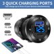 thumbnail image 2 of Enchufe USB para coche, 12 V, redondo, toma USB C, cargador de 3 puertos a prueba de agua, 2 of 7