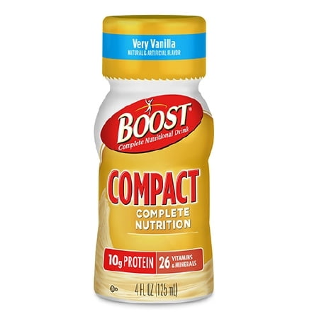 Boost Compact Complete Nutrition Drink, Very Vanilla , 4 Count (Pack of 2)