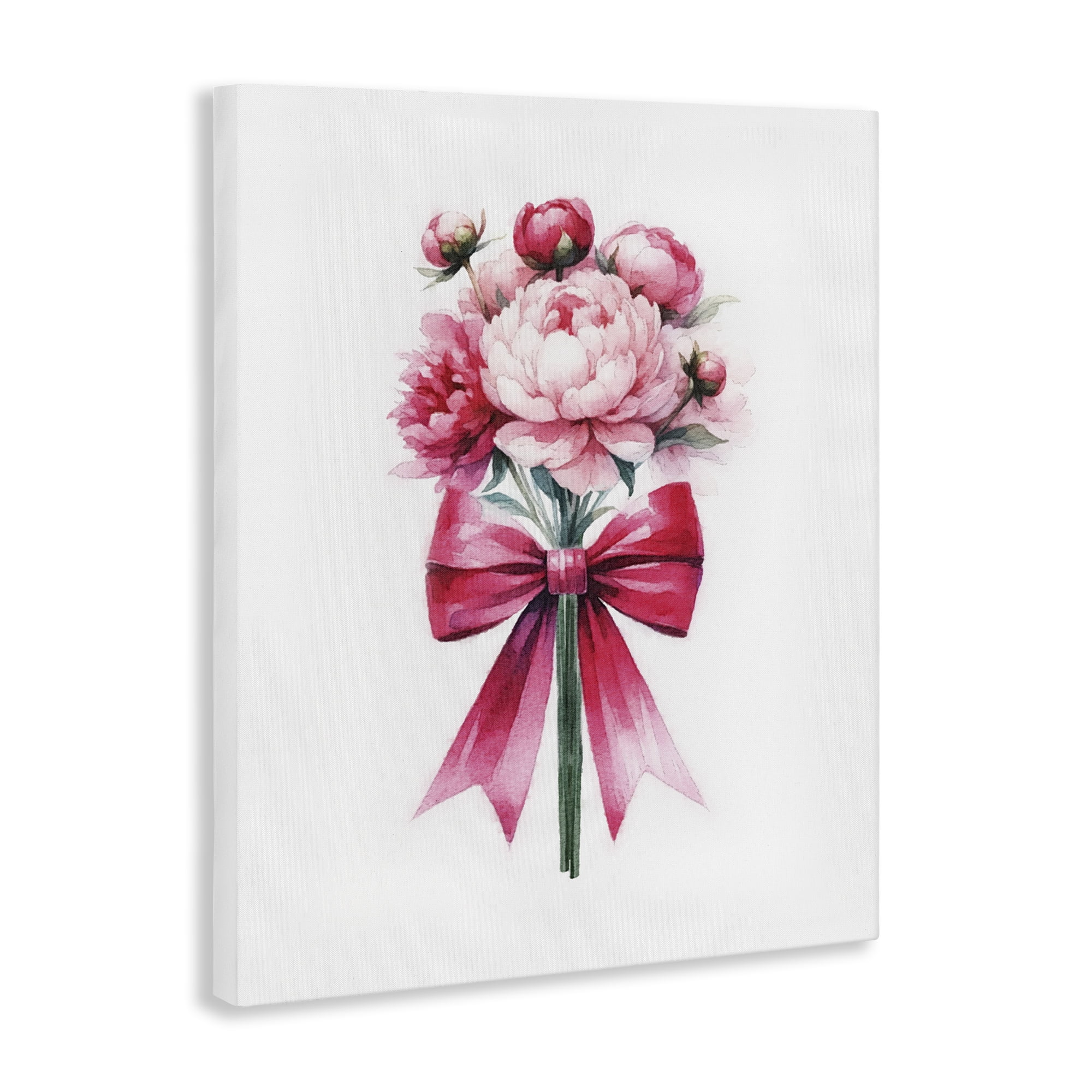 Stupell Industries Pink Ribbon Bouquet Plants & Flowers Painting Wrapped Canvas Art Print Wall Art, 36 x 48