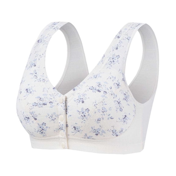 Gytharion Women's Large-size Bras Front-buttoned Wireless Adjustable Straps Bras Printed Comfortable Everyday Bras,36B-48C