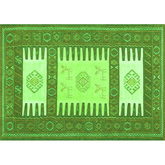 Ahgly Company Indoor Rectangle Southwestern Green Country Area Rugs, 5' x 7'