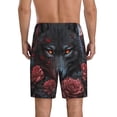 thumbnail image 4 of Lsque Rose Full Moon Black Wolf Mens Sleep Pajama Shorts,Short Pajama Pants, Cotton Ultra-Soft Knit-X-Large, 4 of 9