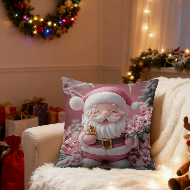 Christmas Pillow Covers 17.7x17.7 Inches Decorative Pillow Cases With Soft Fabric Hidden Zipper For Home Decor