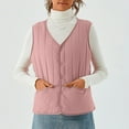 thumbnail image 5 of Women's Double-sided Cotton Padded Sleeveless Vest Jacket, Stand Collar, Pink, Size XXXL, 5 of 5