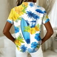 thumbnail image 5 of Women Hawaiian Aloha Luau Shirt Floral Tropic Print Short Sleeve Button Up Summer Party Tops Light Blue L, 5 of 5