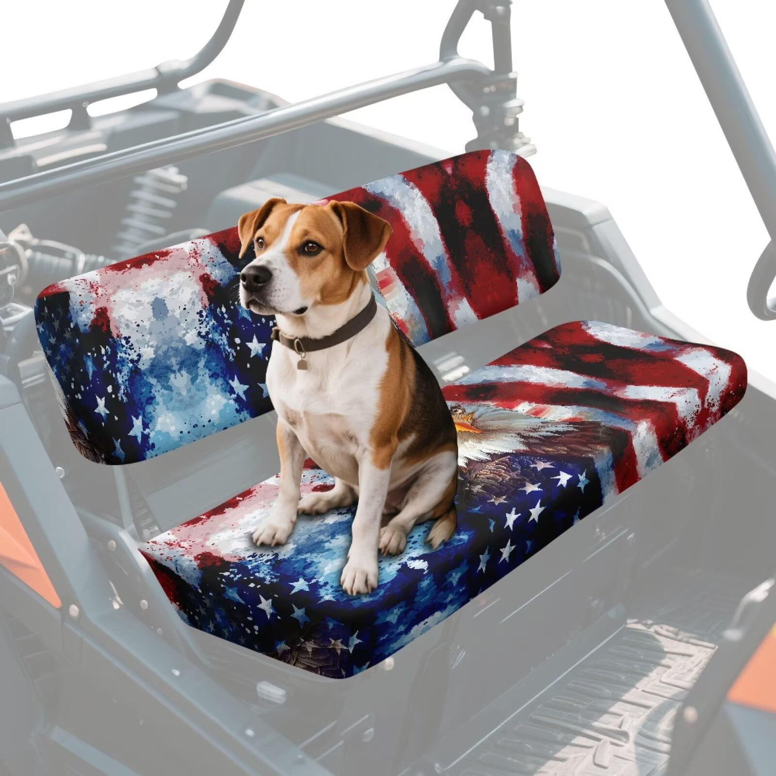 Binienty American Flag Bald Eagle UTV Seat Cover Set of 2 Universal UTV Accessories Seat Covers Compatible With Kawasaki Mule 3000 3010 3020 Heavy Duty Split Seats Covers Protection Accessories