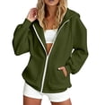 thumbnail image 5 of SUXIAN Zip up Hoodie Solid Color Long Sleeve Soft Lined Pockets Relaxed Breathable Jacket Womens Zip up Hoodies XXXL, 5 of 7