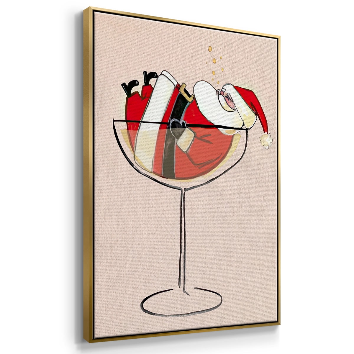 Get Blitzened Collection B - Framed Gallery Wrapped Holiday Canvas - 27 x 41 - Gold Frame