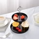 thumbnail image 1 of Jewelry display tray, 2-tier cake dessert storage, fruit display, foldable portable, metal frame, for office, high-traffic, durable, space-saving, elegant design, for bedroom, retail, 1 of 8