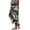 Green, variant on YUANGUANST Women's Wide Leg Pants Women's Casual Boho Floral Print Stripe Cotton Linen Pants Elastic Waisted Summer Spring Beach Baggy Office Slacks