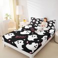 thumbnail image 2 of Manfei Halloween Ghost Print Fitted Sheet Full,Pastel Bat Pattern Bed Set,3pcs,1 Fitted Sheet and 2 Pillowcases, 2 of 6