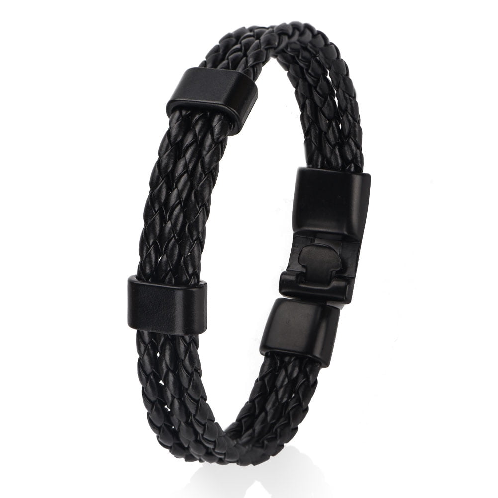 LYUMO Men Multilayer Bracelet, PU Bracelet,Men Male PU Strap Alloy ...