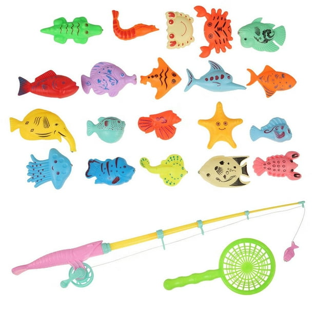 POINTERTECK 22Pcs Fishing Toy Game Magnetic Fishing Rod Baby Toy Fishing  Kids Educational Model Plastic Play Water Baby Toy Children Toy with  Magnetic Fish Pool Parent-child Interactive G 