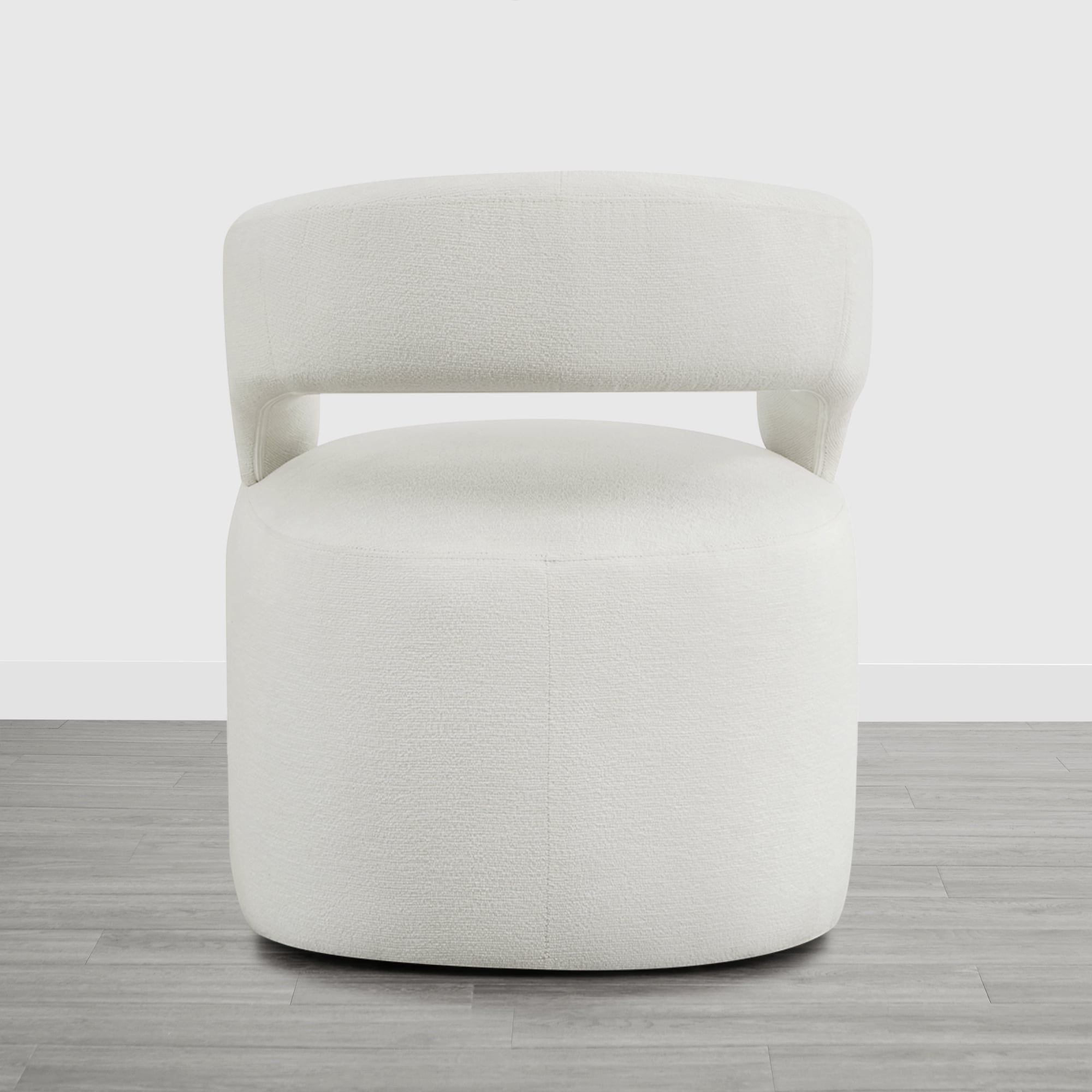 Spruce & Spring Upholstered Dining Chair with Open Back and Hidden Casters, Single, Ivory