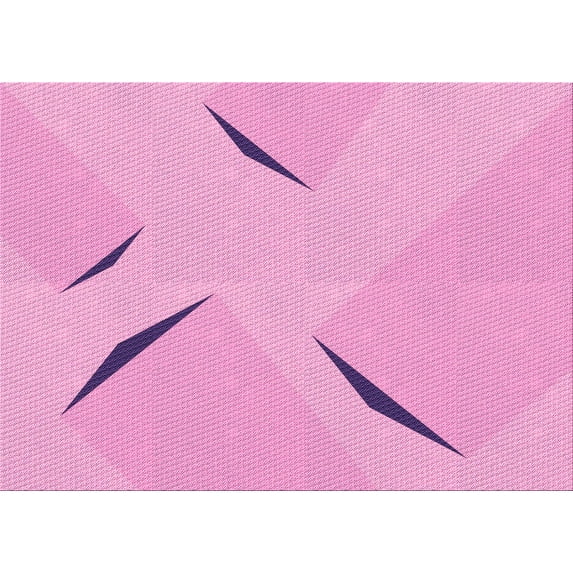 Ahgly Company Machine Washable Indoor Rectangle Transitional Pastel Purple Pink Area Rugs, 7' x 10'