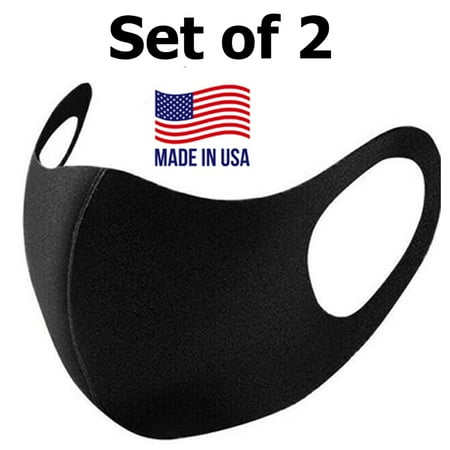 (2 Pack) Reusable Washable Polyester Blend Face Covering Mask Water Resistant For Adults