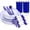 Blue, variant on 210 Piece Gold Plastic Dinnerware Set, Include: 30 Dinner Plates, 30 Dessert Plates, 30 Pre Rolled Napkins with Silverware and 30 Cups