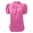 thumbnail image 5 of WEIYLL Womens Tshirt Solid Temperament Loose Short Sleeve Mock Neck Ruffles Pink Tees Sizes XL, 5 of 5