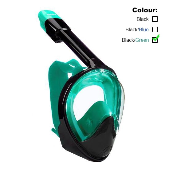 ROADWI New Full Face Snorkel Mask Easy Breath Panoramic 180 View with Anti Fog Anti Leak 100% Silicone Skirt Dry Snorkel... by