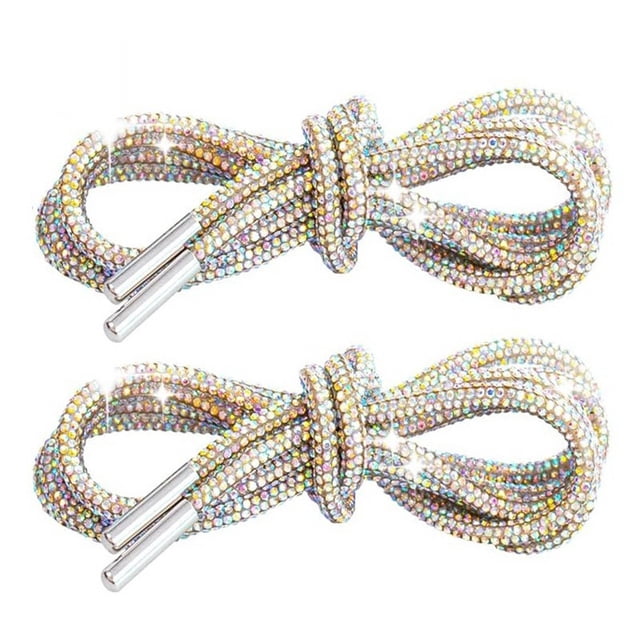 Tauxra Glitter Shoelaces Round Rope Style with Bling, Replacement Shoe Laces for Sneakers Hoodies Jackets Bags, Pack of 1 Pair Strong Elastic Drawstring Cords