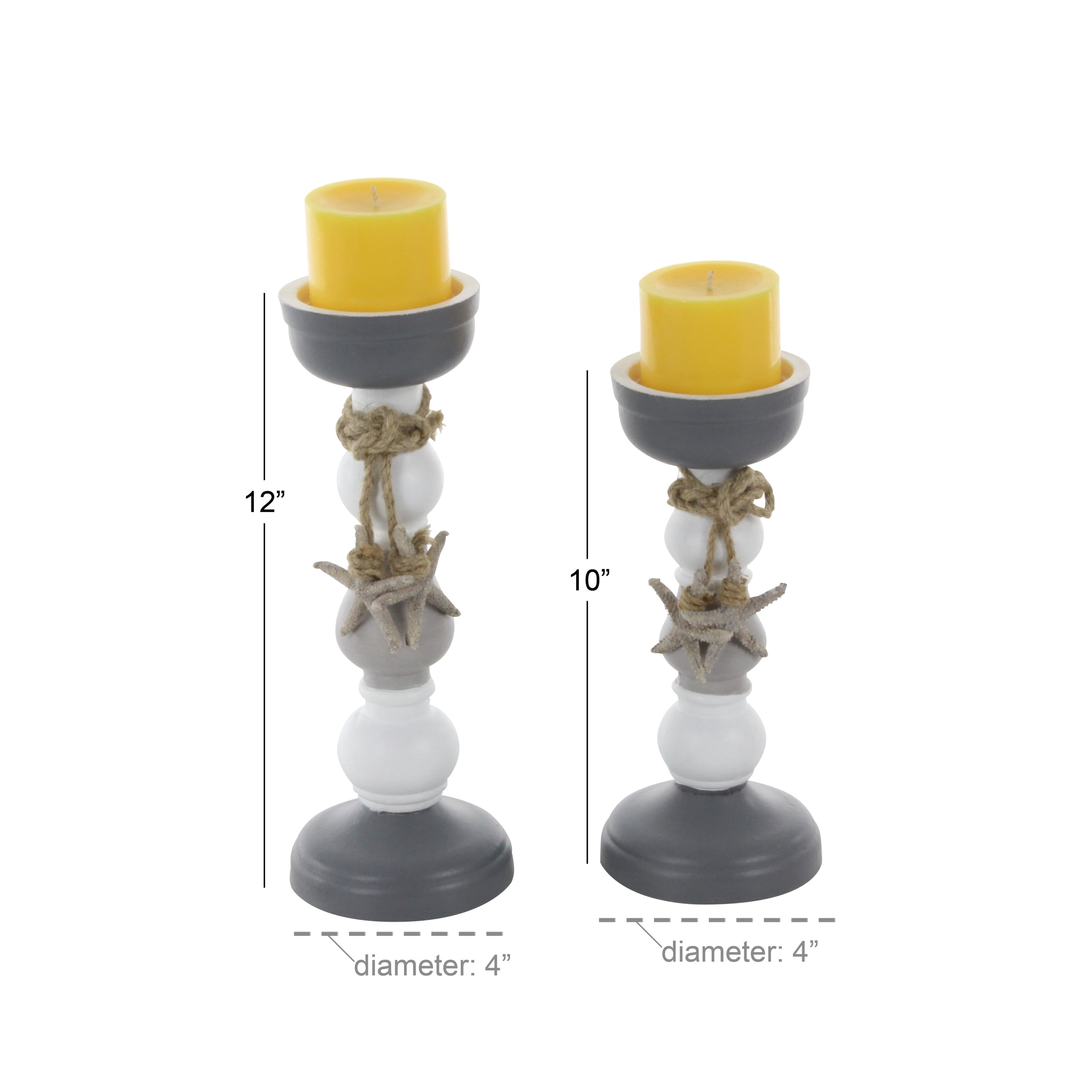 DecMode 10", 12"H Candlestick, Grey, 2 - Pieces