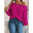 thumbnail image 4 of Womens Casual Off Shoulder Sweater Loose Batwing Long Sleeve Pullover Sweater Crochet Hollow Knit Jumper Tops, 4 of 7