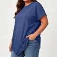 thumbnail image 6 of Yourumao Women's Plus Size Tops Asymmetrical Hem Short Sleeve Tunics with Button V Neck Loose Casual Blouses for Summer Outdoor, 6 of 6