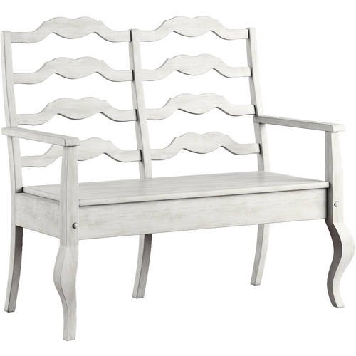 Weston Home Farmhouse Storage Bench with French Ladder Back - Walmart