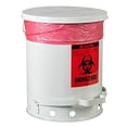 thumbnail image 2 of Justrite 05930 Galvanized Steel Biohazard Waste Container with Foot Operated Cover, 10 Gallon Capacity, 13-15/16" OD x 18-1/4" Height, White, 2 of 2