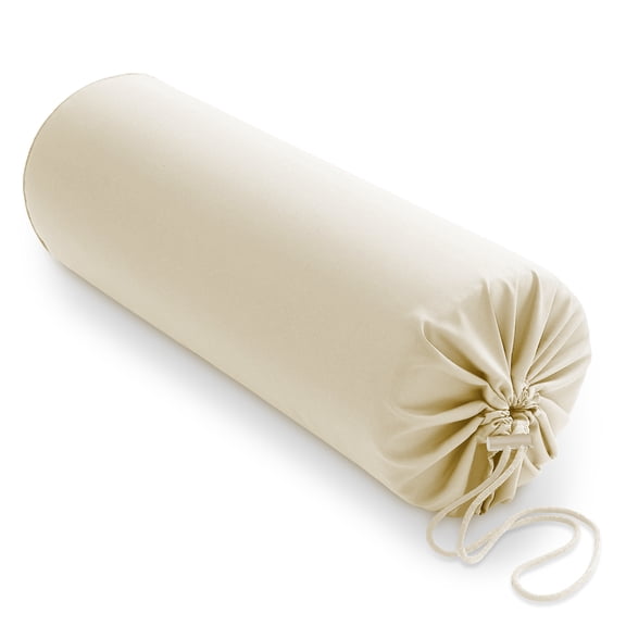 Saloniture Flannel Cylinder Pillow Case Cover for Massage Table Bolsters - 30 x 9 Inch with Drawstring Closure, Natural