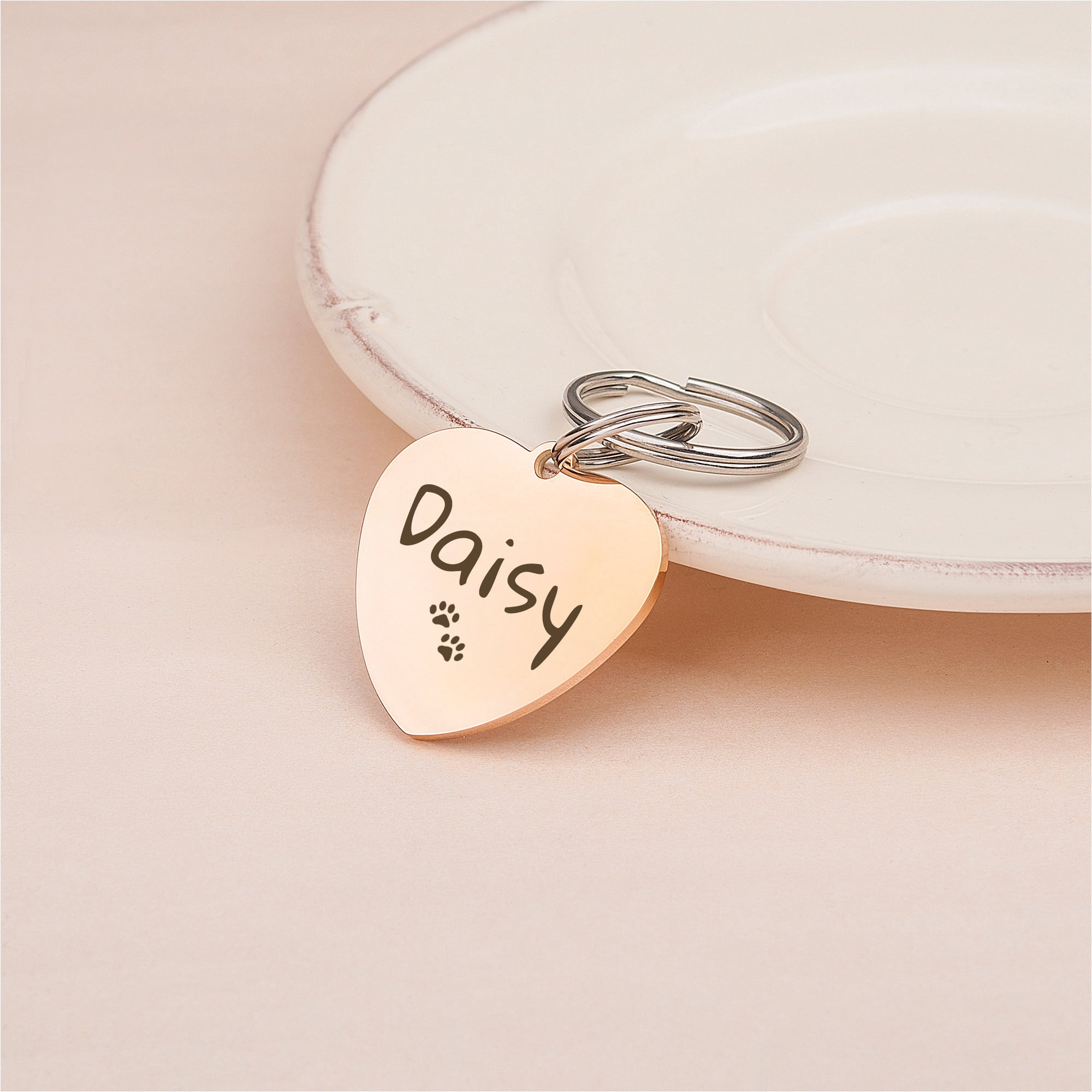 Anavia Stainless Steel Double Sided Heart Name and Icon Engraved Dog & Cat ID Tag, Multi-color, S