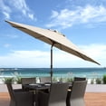 thumbnail image 1 of CorLiving 10ft Wind Resistant Tilting Round Market Patio Umbrella with Crank and Aluminum and Steel Frame, Warm White, 1 of 8
