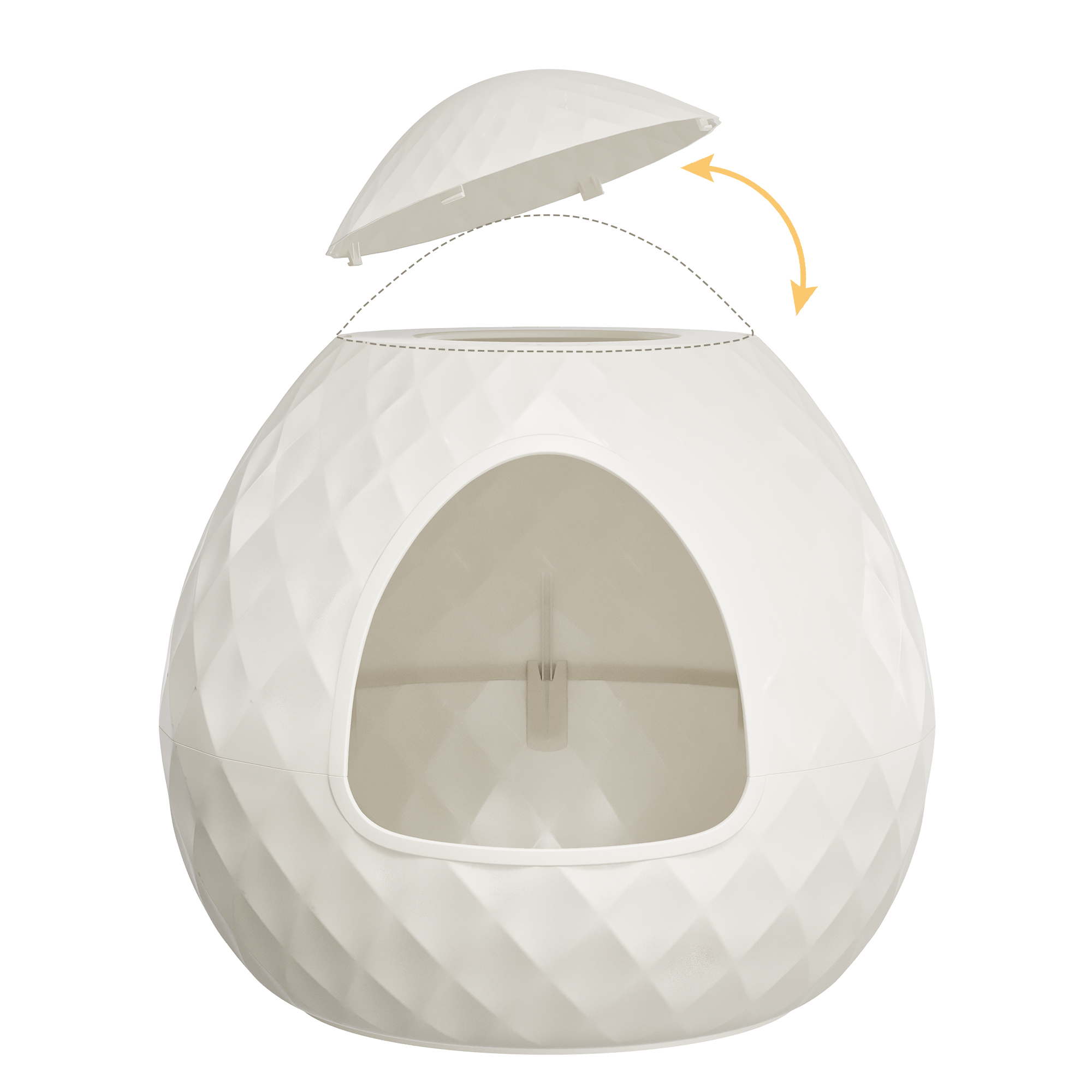 Bifanuo Cat Litter Box Enclosure Hidden Litter Box with Removable Planter Top, Egg-Shaped Resin Design, Tool-Free Quick Assembly,Multi-Functional for Living Room Indoor, White