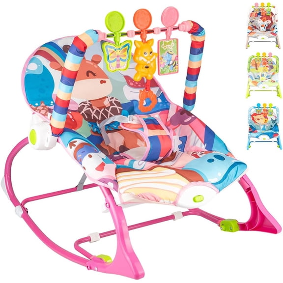 Silla Mecedora Columpio Electrica Para Bébe Portátil De Lujo Cómodo Bouncer Para Bebes Silla Acolchada Multifuncional Con Juguetes Colgante (Gris)
