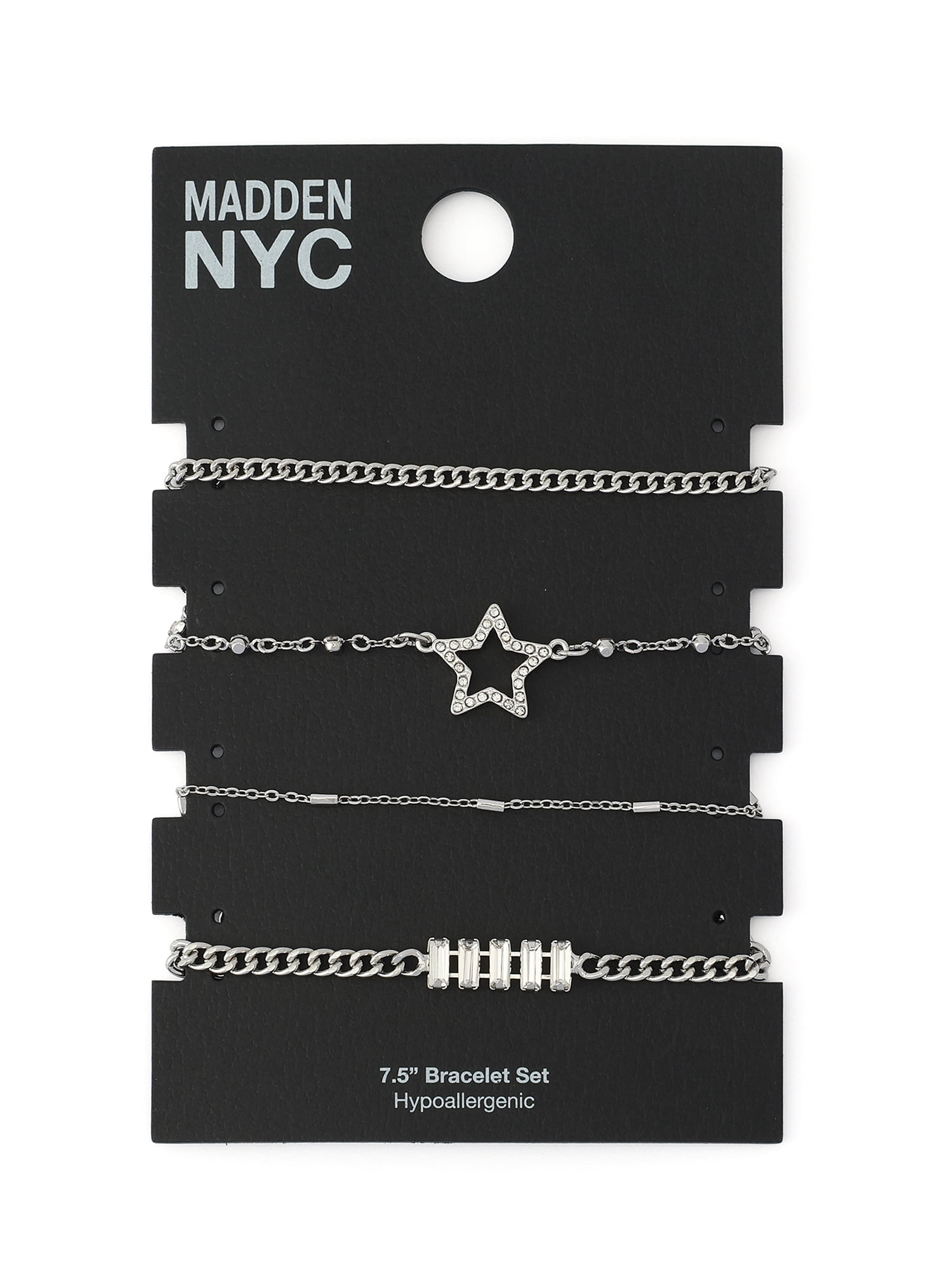 Madden NYC Women's Fashion Crystal Pavé Star 4-Piece Bracelet Set