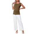 thumbnail image 2 of INSPIRE CHIC Women's Maternity Spring Top Short Sleeve Pullover Tops Basic Ribbed Knit Slim Fitted Casual Shirts 2026 S Coffee, 2 of 5