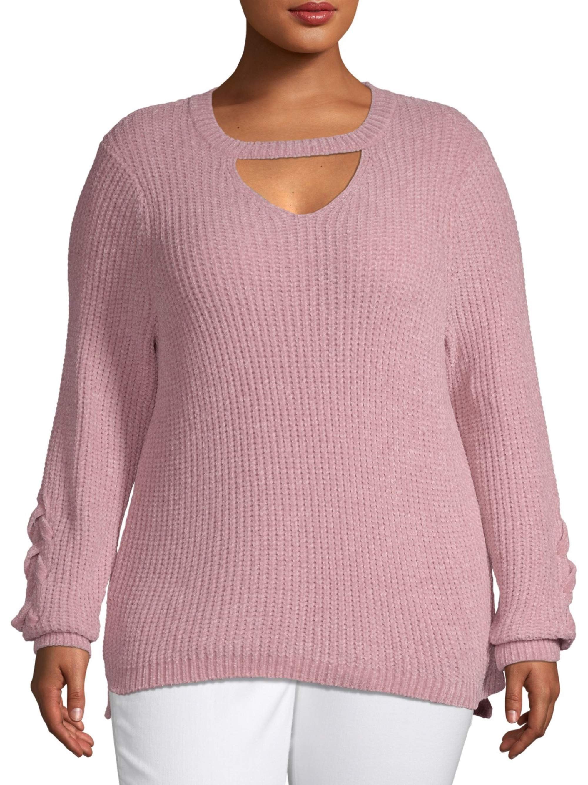 No Boundaries Juniors' Plus Size Chenille Mock Gigi Sweater - Walmart.com