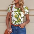 thumbnail image 4 of KLL Women 's Crew Neck Bodysuit Jumpsuits Corn And Butterflies Print Short onesies Stretch T Shirts, 4 of 5